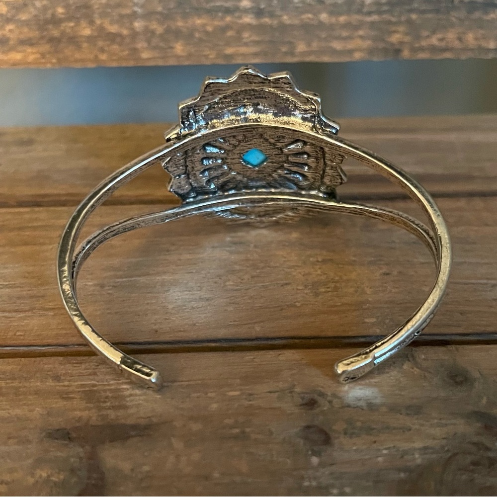 NEW Faux - Silver Turquoise Cuff Bracelet - Western - Picture 2 of 2